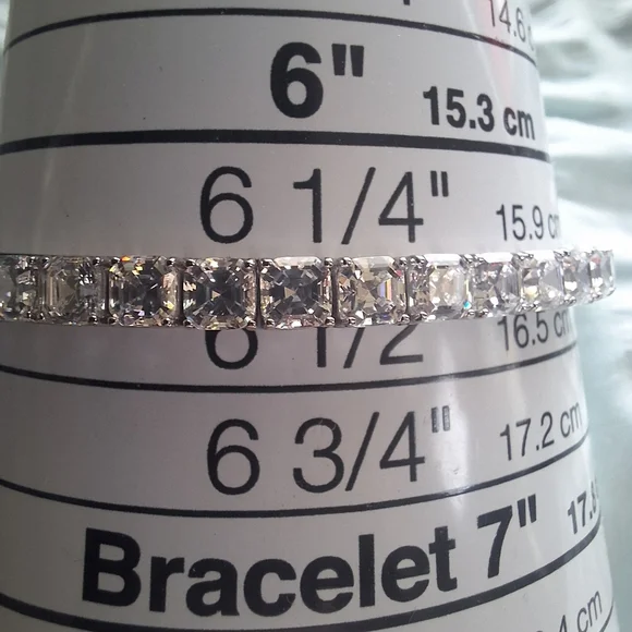 ✨ Asscher Cut CZ Tennis Bracelet 925 Sterling | QVC Style - Picture 8 of 15
